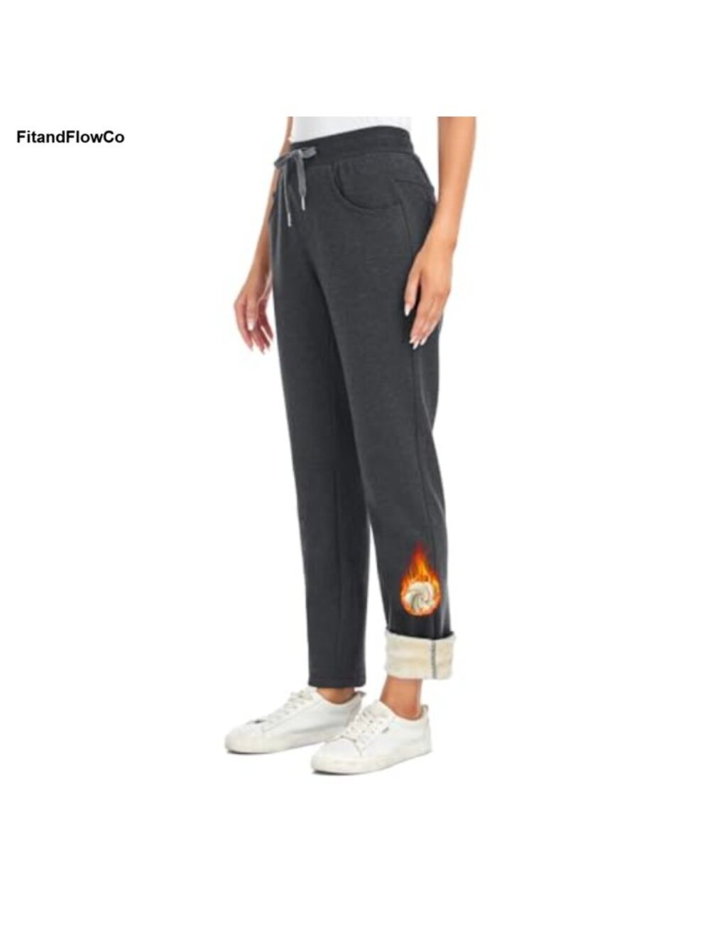 Sherpa Fleece Lined Straight Leg Sweatpants Women Warm Winter Pants